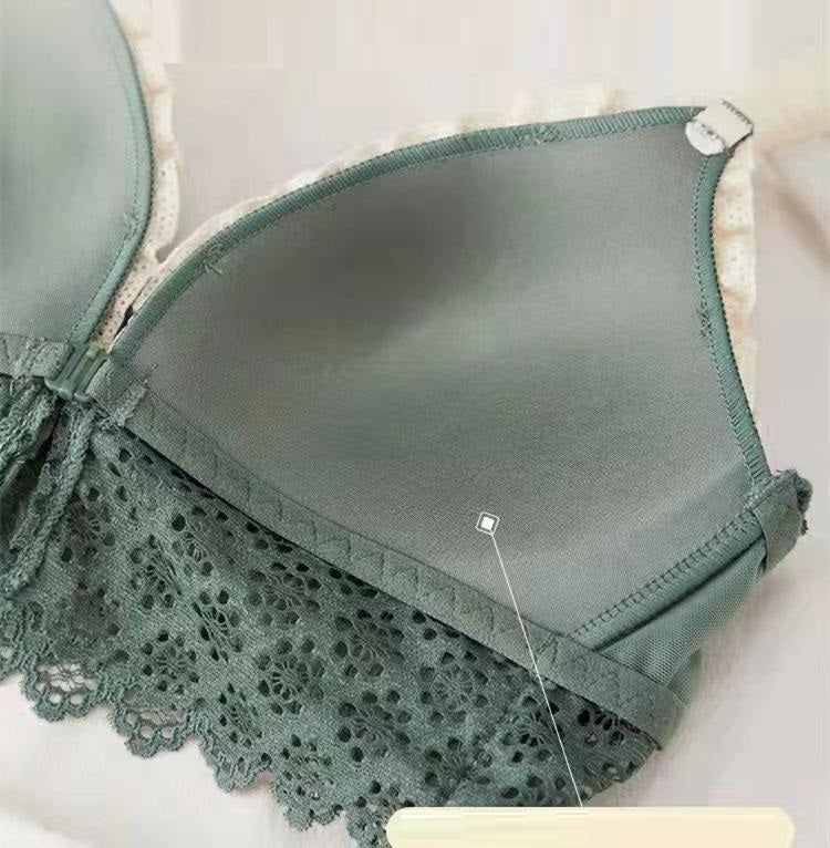 Small Chest Push Up Wireless Front Button Underwear For Women