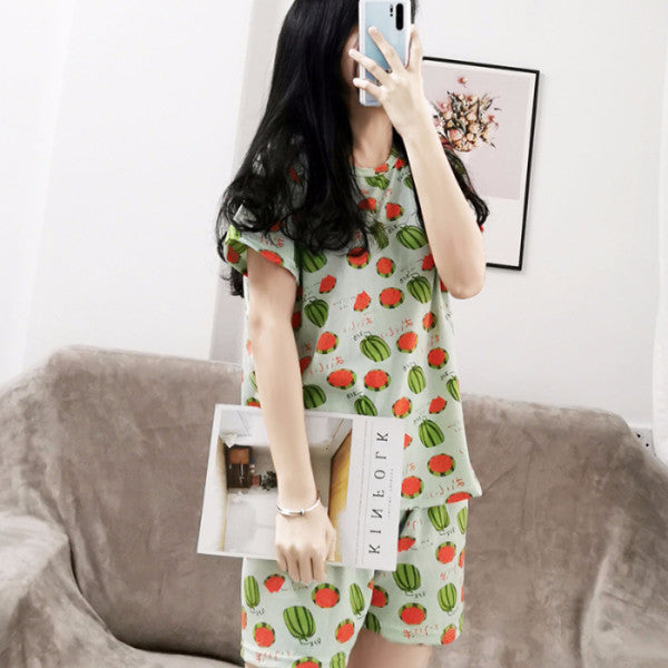 Sleeve shorts two-piece pajamas home service