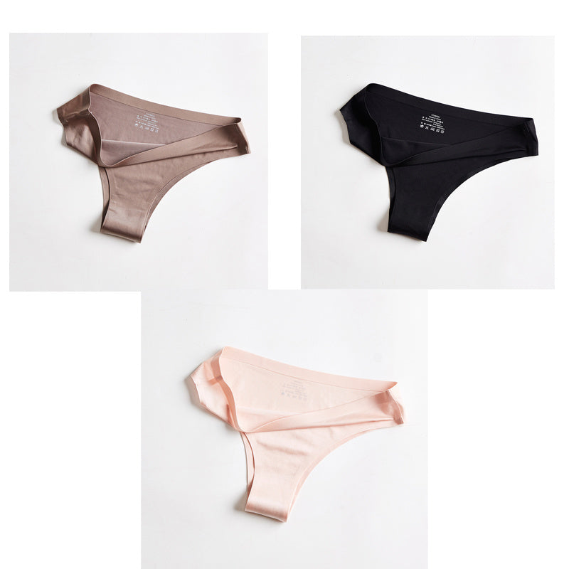 Underwear Women's Ice Silk Seamless Low Waist One Piece Large Size Cotton Briefs