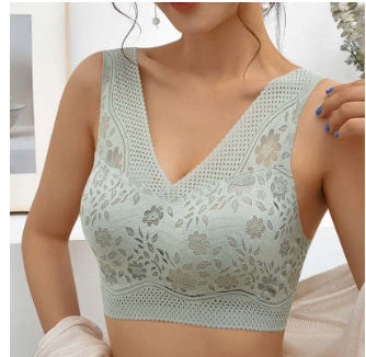 Breathable Seamless Iice Silk No Steel Ring Underwear Lace Beautiful Back Wrapped Chest