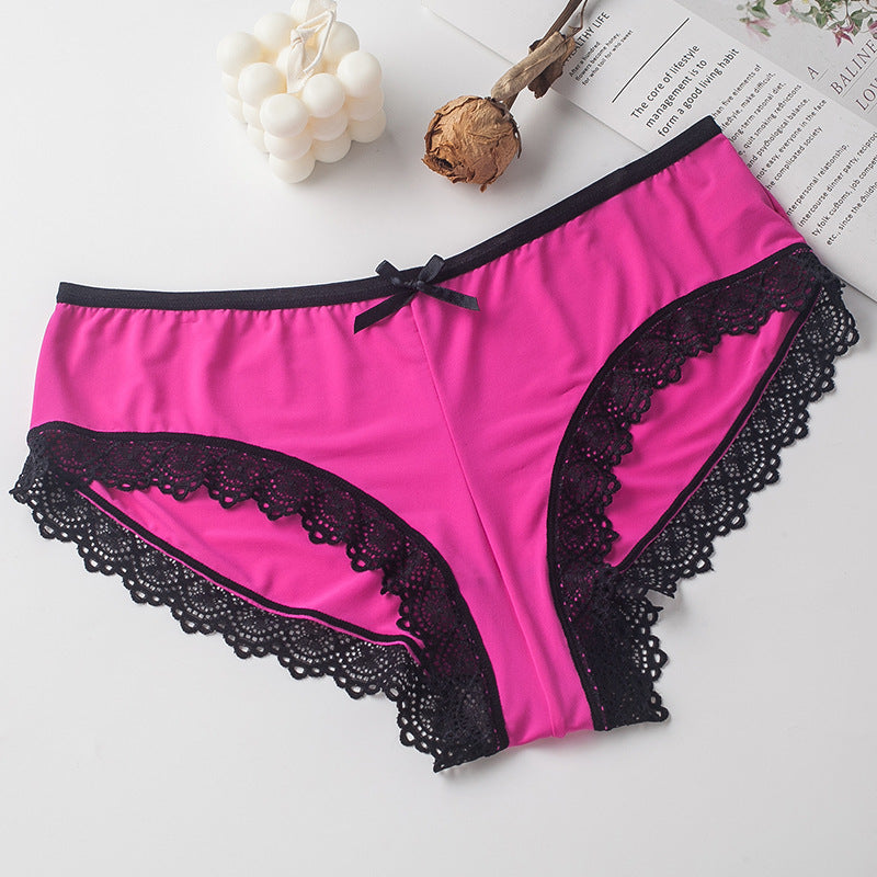 Lace Women's Ice Silk Underwear Design Sense Low Waist Plus Size Briefs