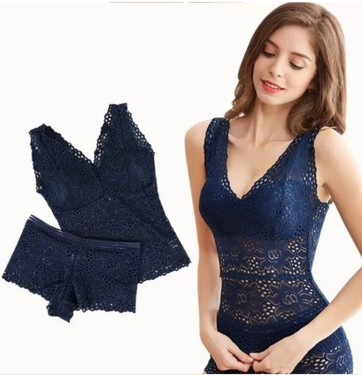 Lace Underwear Set With Chest Pad Without Trace