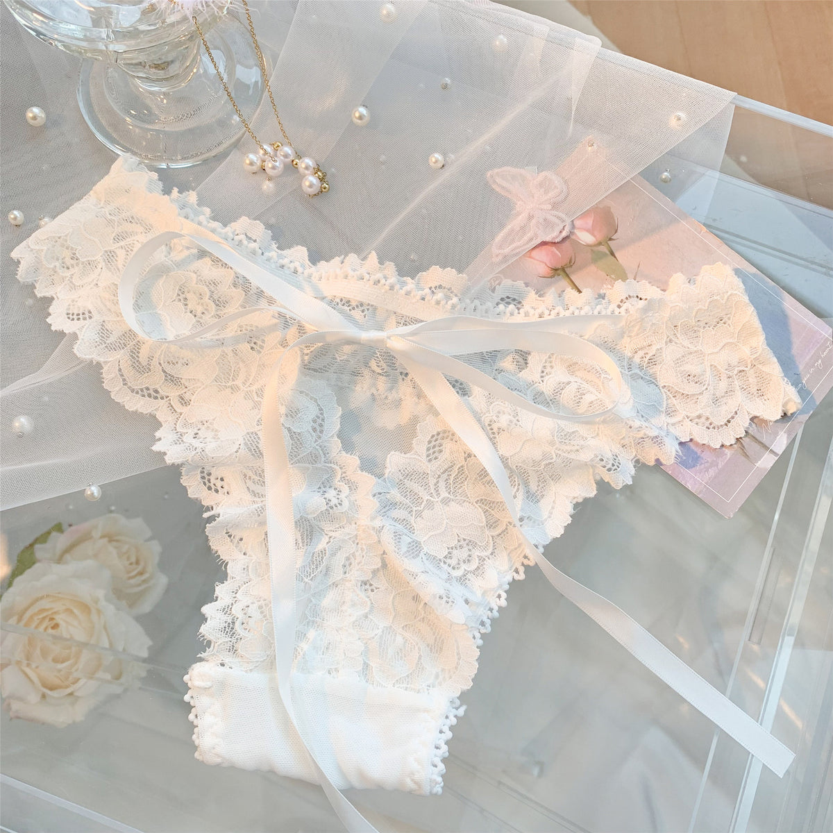 Summer French Style Lady Lace Lace-up Underwear Summer Thin Pure Desire