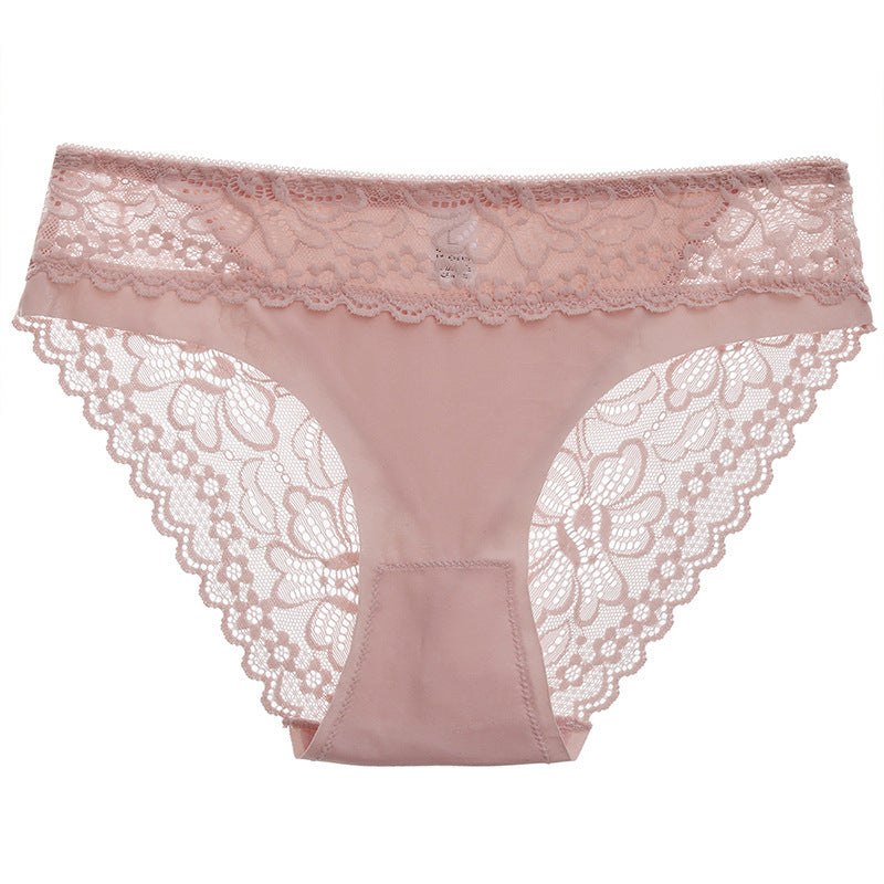 Mid-waist Lace Sexy Seamless Breathable Women's Underwear Hollow
