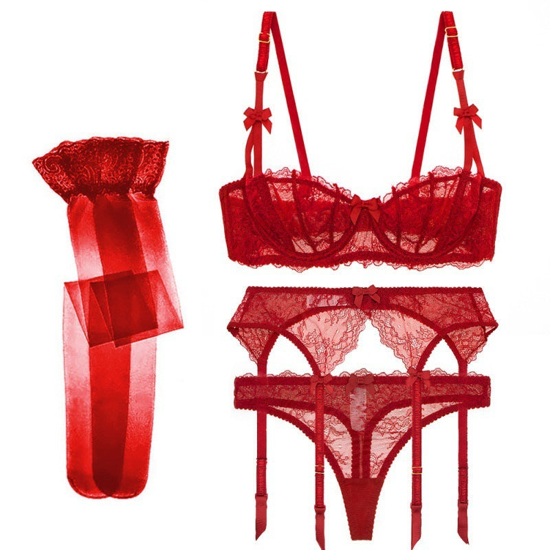 Half Cup Lace Bra Set Women