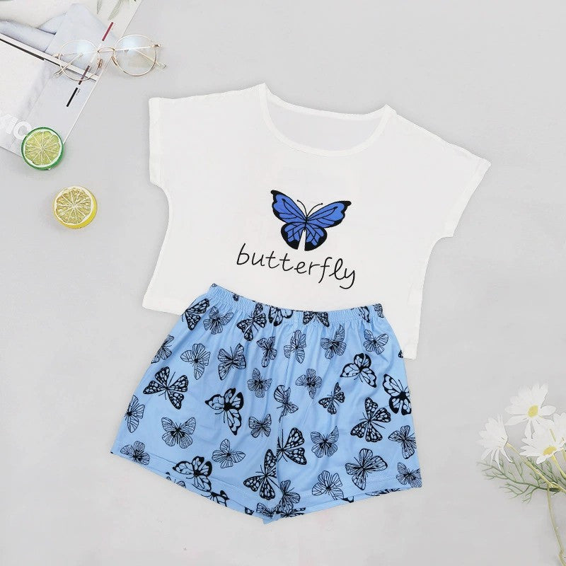 Ladies Vest Short Sleeve Shorts Cotton Pajama Set