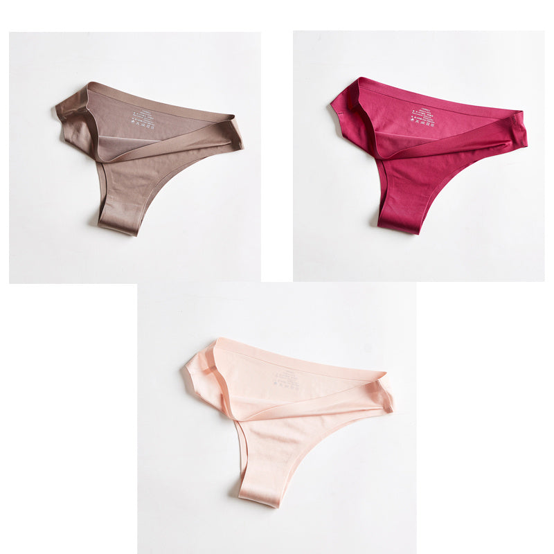Underwear Women's Ice Silk Seamless Low Waist One Piece Large Size Cotton Briefs