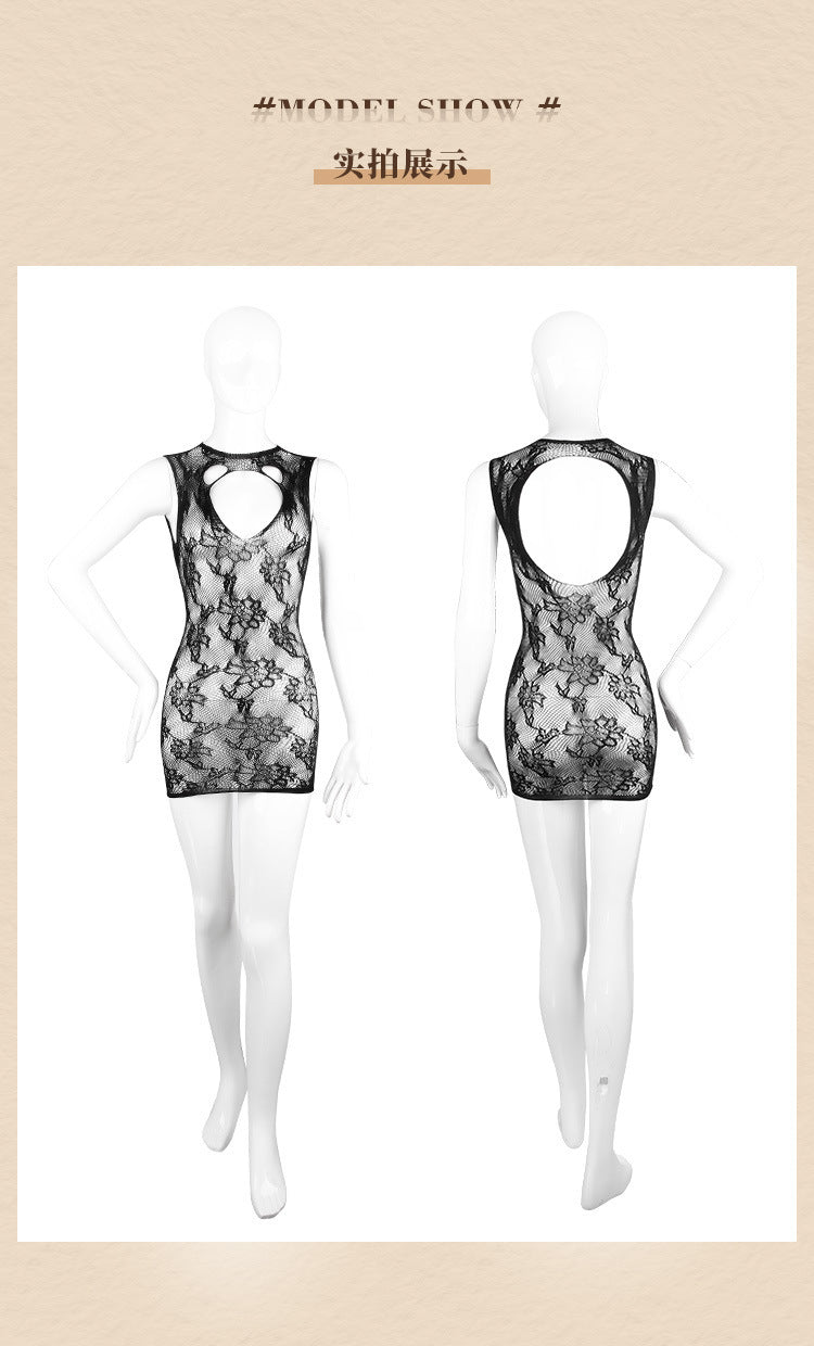 Hollow Backless Mesh Sheath Jumpsuit