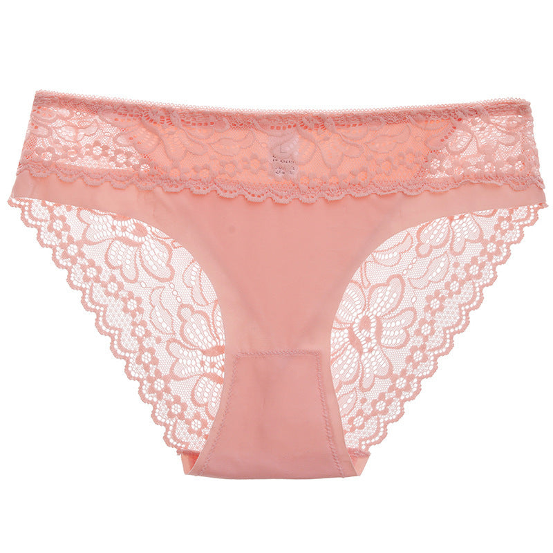 Mid-waist Lace Sexy Seamless Breathable Women's Underwear Hollow