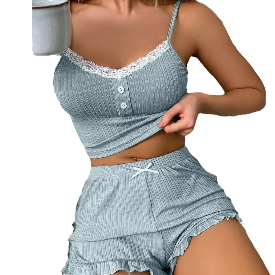 Sexy Lace Lace Spaghetti-strap Pajamas Suit