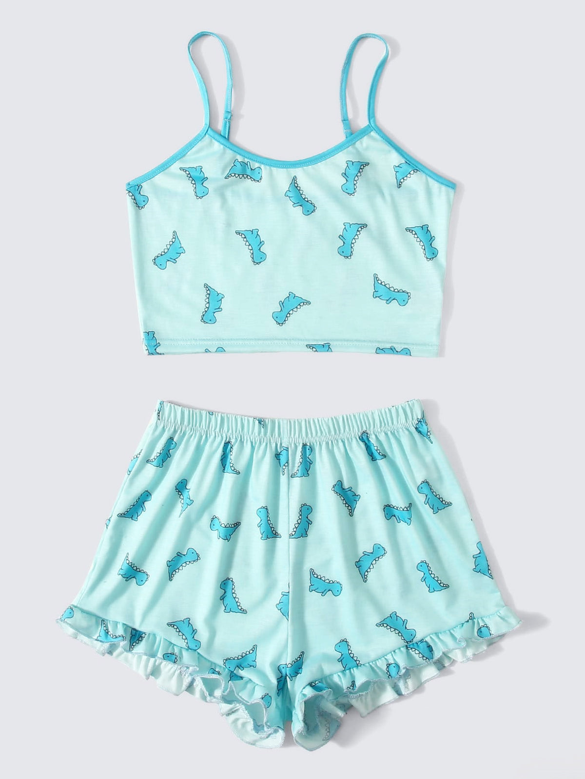 Summer Women's Small Suspender Two-piece Pajamas Dinosaur Suit