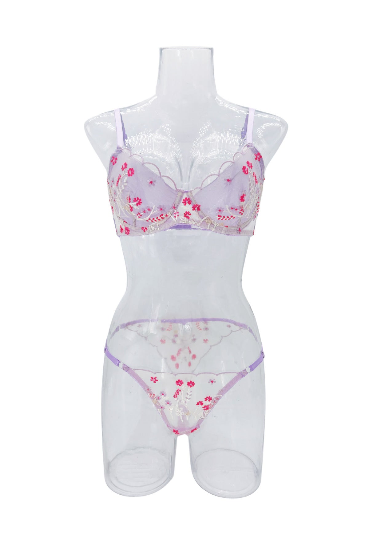 Girl Floral Embroidered Mesh Gather Thin Underwear