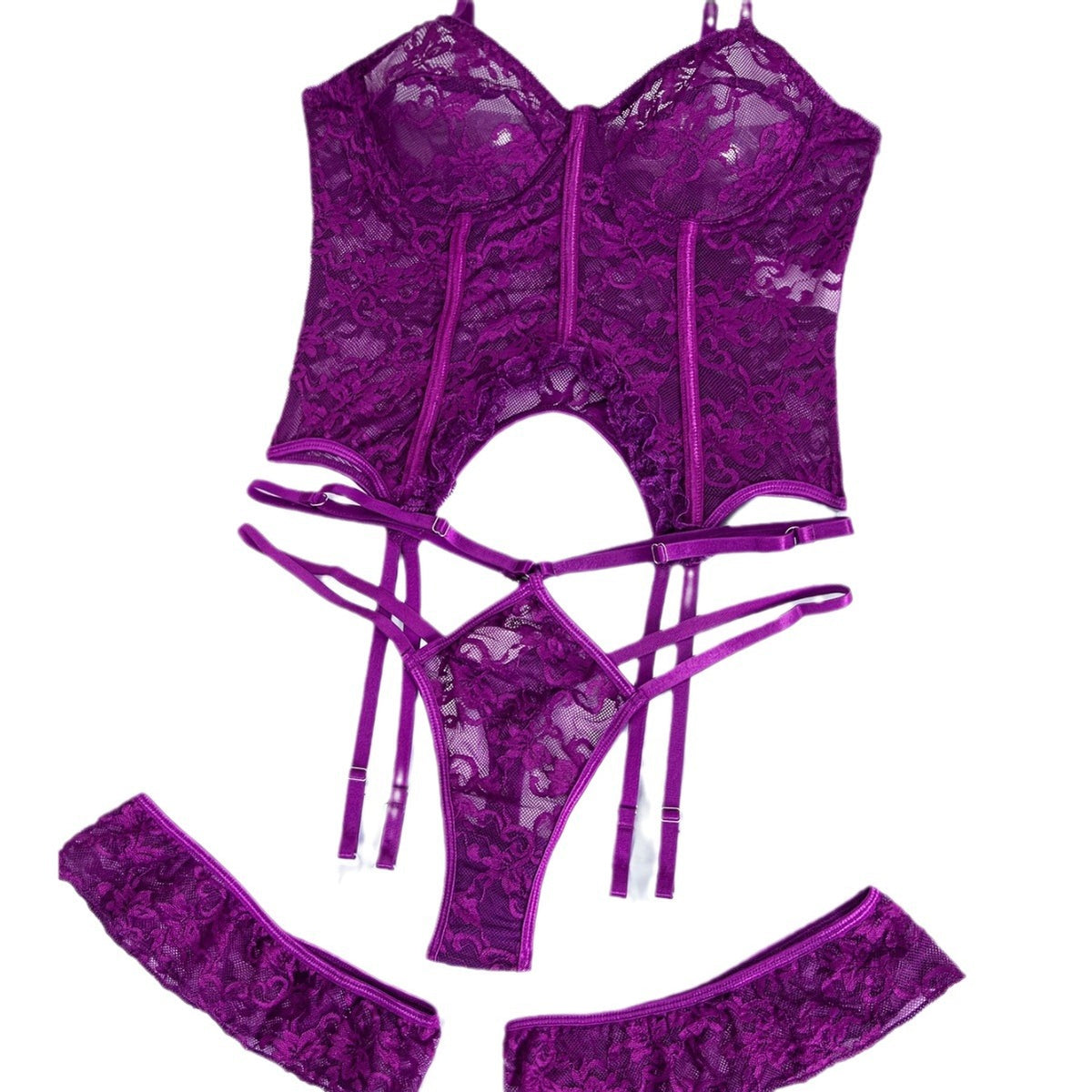 Purple Porous Sexy Thin Underwear Lace Sexy See-through