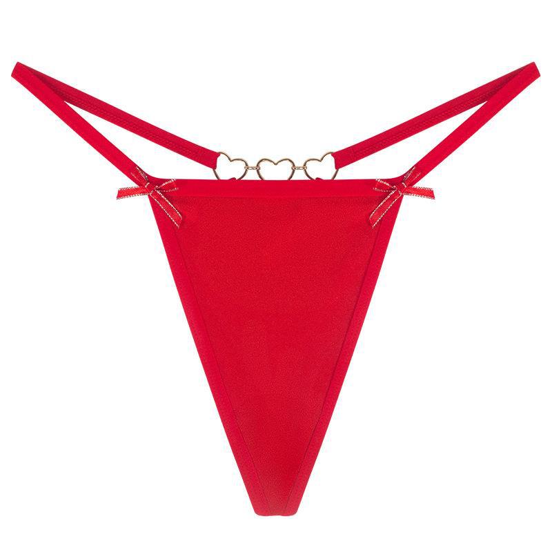 Women's T-back Love Chain Bow Low Waist Seamless Underwear
