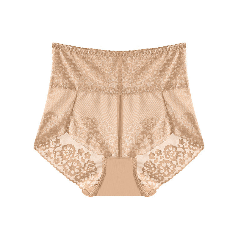 Women's Plus Size High Waist Belly Contracting Lace Underwear