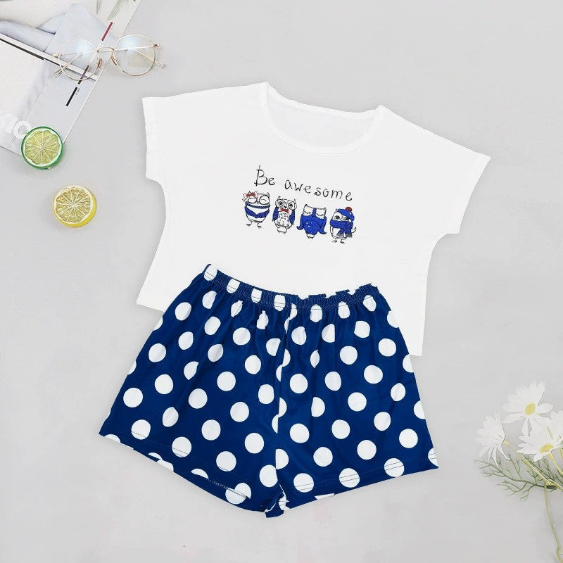 Ladies Vest Short Sleeve Shorts Cotton Pajama Set