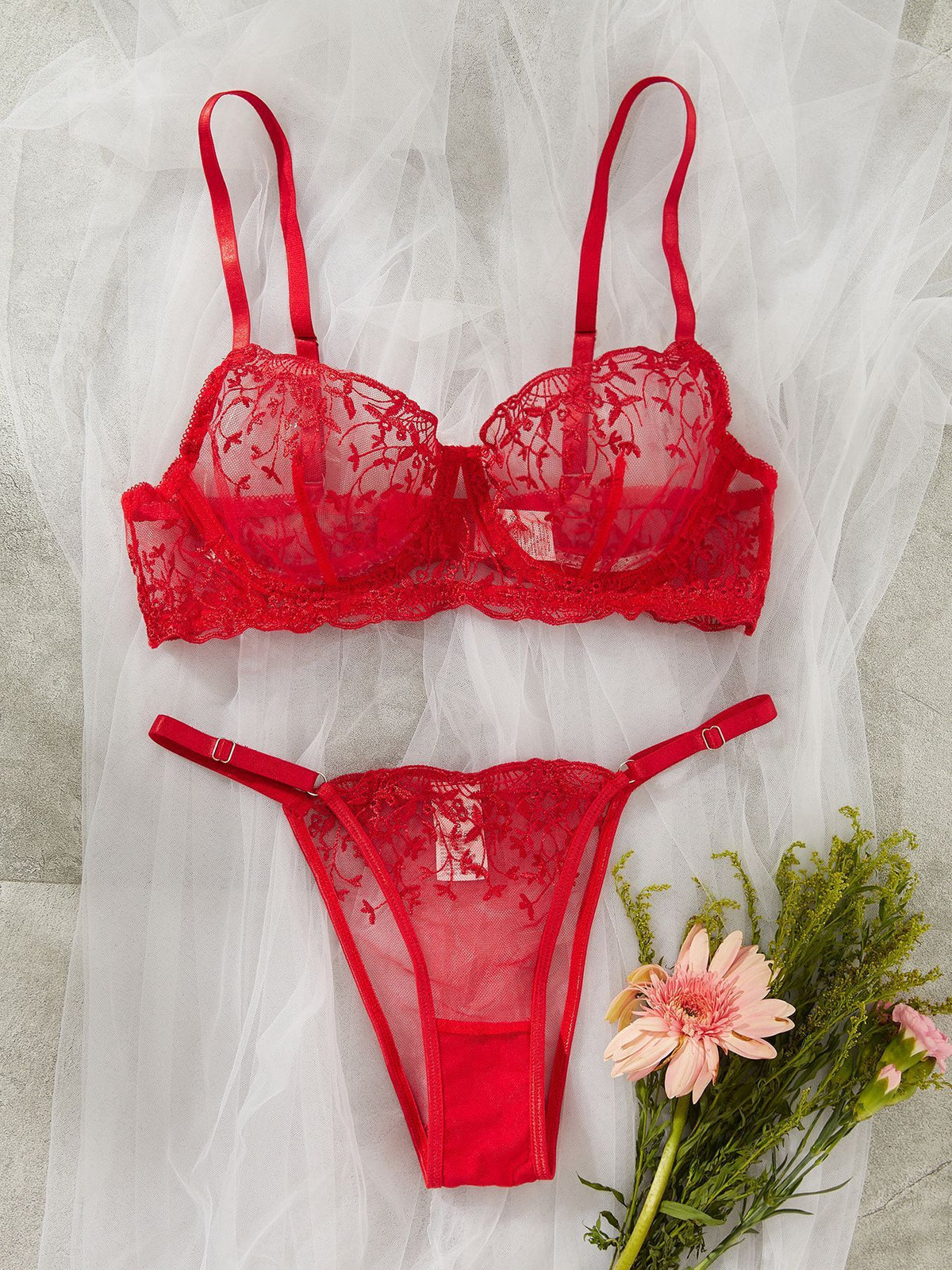 Mesh Embroidery See-through Special-interest Design