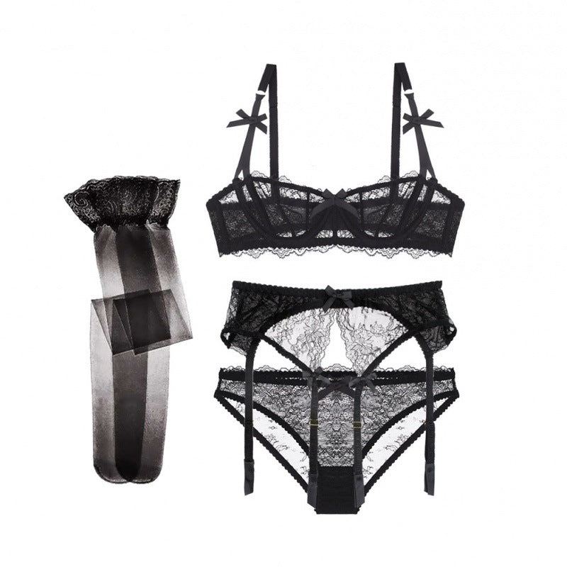Half Cup Lace Bra Set Women