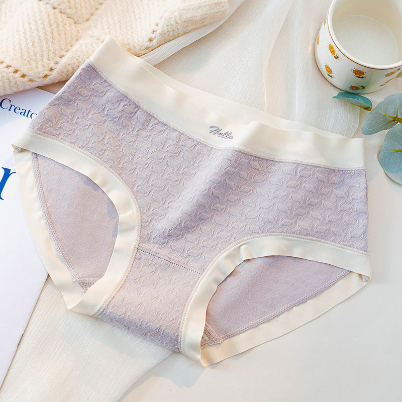 Lace Mid Waist Briefs Gentle Style Jacquard