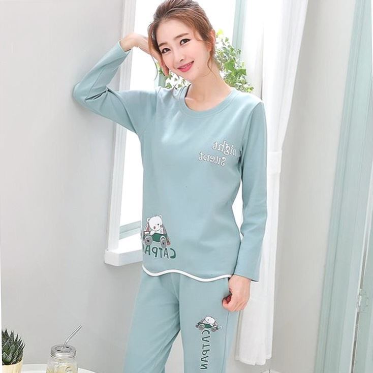Loose Long-sleeved Two-piece Home Women's Pajamas Homewear Suit