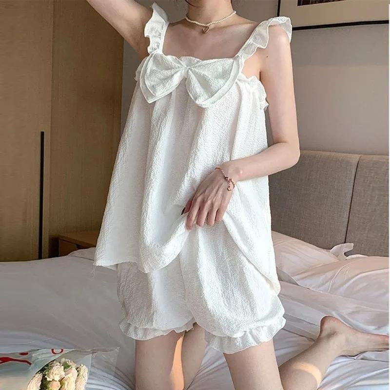 Simple Cute Women's Pajamas Bubble Cotton Homewear