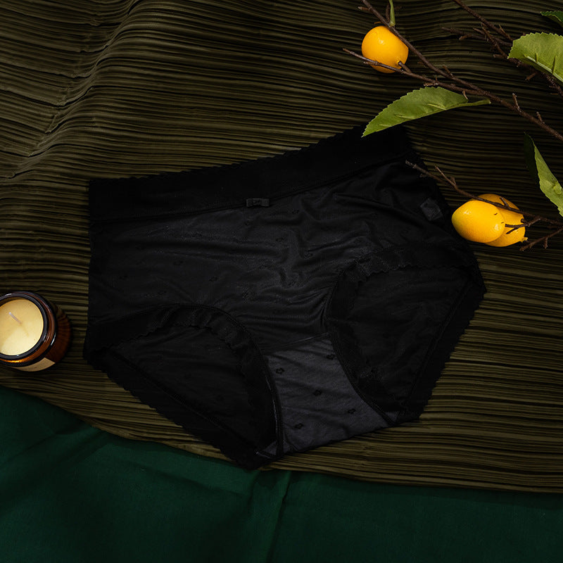 Women's Ultra-thin Ice Silk Lace Underwear Mid Waist Sexy Seamless