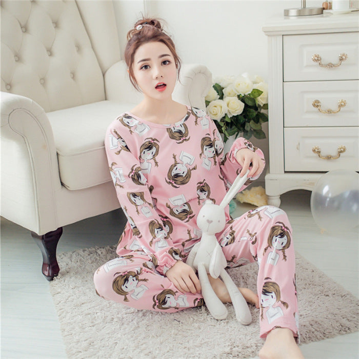 Ladies Casual Round Neck Pajamas Sweet And Cute Home Service Suit