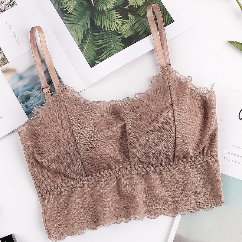 Ice Silk Thread Wrapped Chest Bottoming Underwear With Chest Pad Tube Top