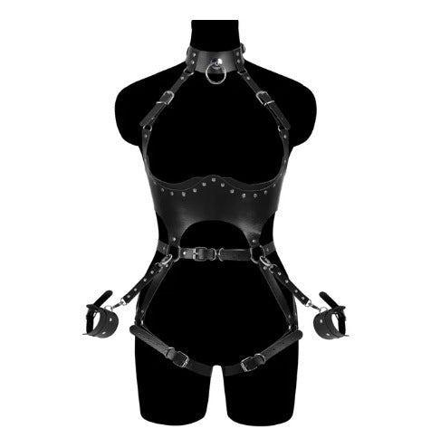 Soft Leather Shapewear Close-fitting Hollow-out Party Clothing