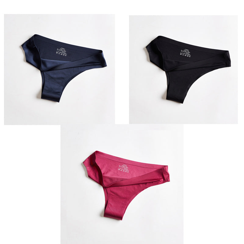 Underwear Women's Ice Silk Seamless Low Waist One Piece Large Size Cotton Briefs
