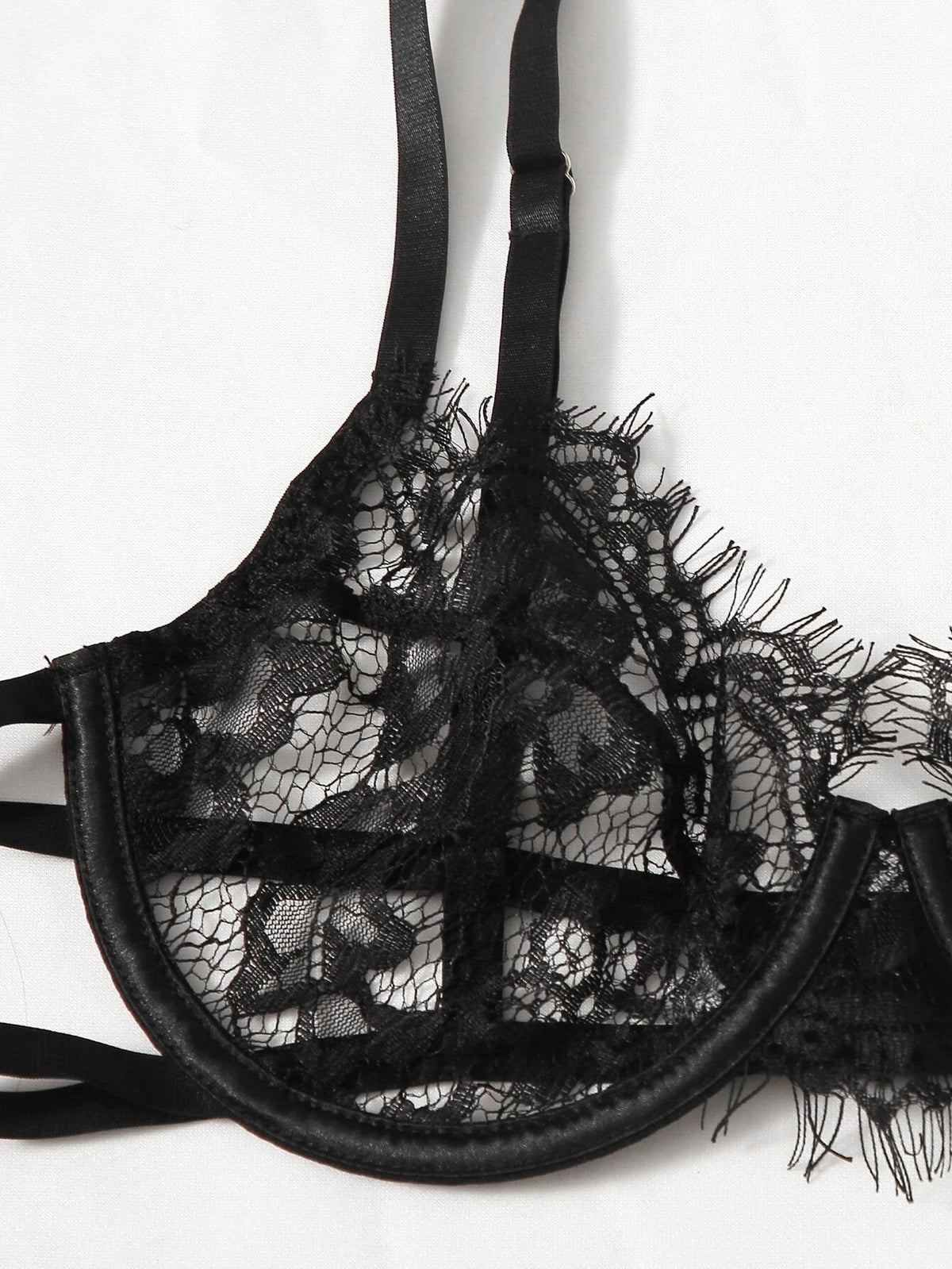 Ultra-thin Three-point Lingerie French Lace Hollow Pattern Suit