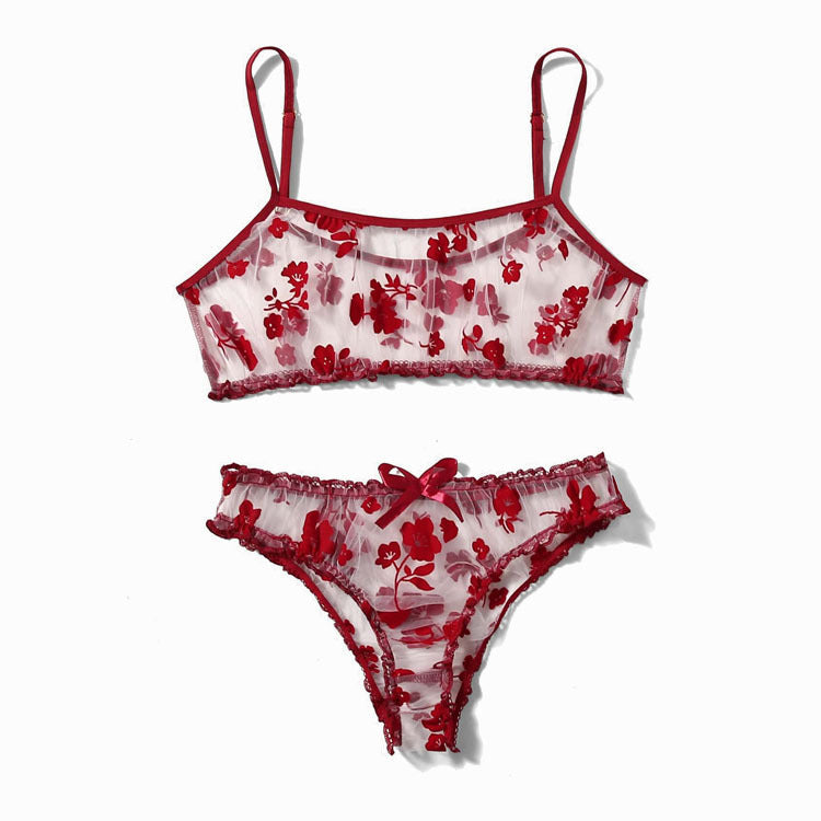 Underwear Suit Flocking Multi-color Mesh Seductive Sexy