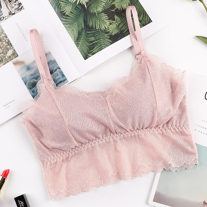 Ice Silk Thread Wrapped Chest Bottoming Underwear With Chest Pad Tube Top