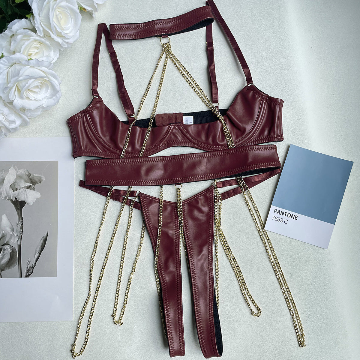 Heavy Industry Chain Breast Leakage Strap Sexy Lingerie Kit
