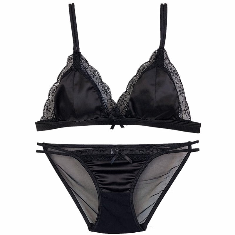 Women's French Lace Wireless Underwear Suit