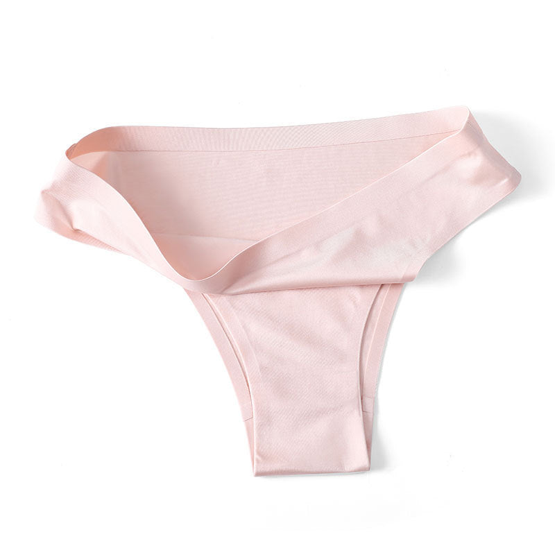 Underwear Women's Ice Silk Seamless Low Waist One Piece Large Size Cotton Briefs