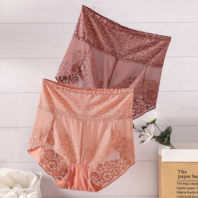 Women's Plus Size High Waist Belly Contracting Lace Underwear