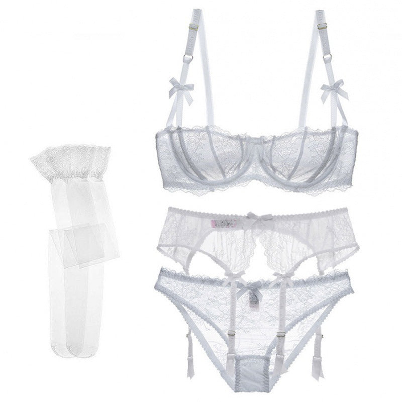 Half Cup Lace Bra Set Women