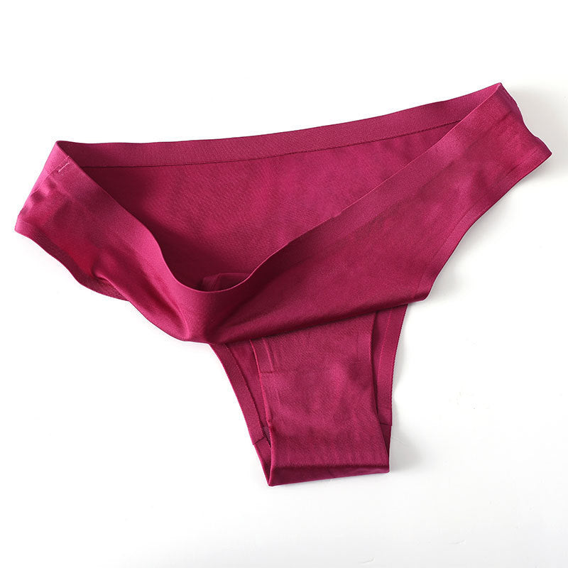 Underwear Women's Ice Silk Seamless Low Waist One Piece Large Size Cotton Briefs
