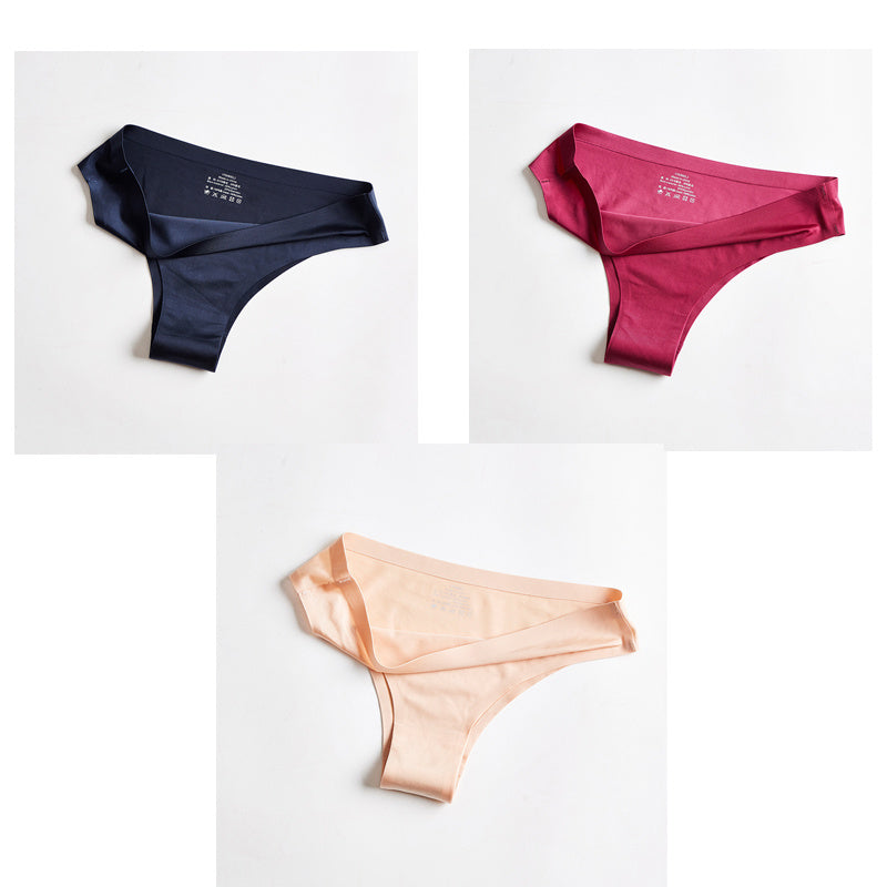 Underwear Women's Ice Silk Seamless Low Waist One Piece Large Size Cotton Briefs