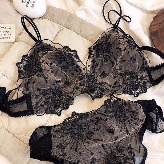 French Underwear Suit Women's Big Chest And Small Push Up