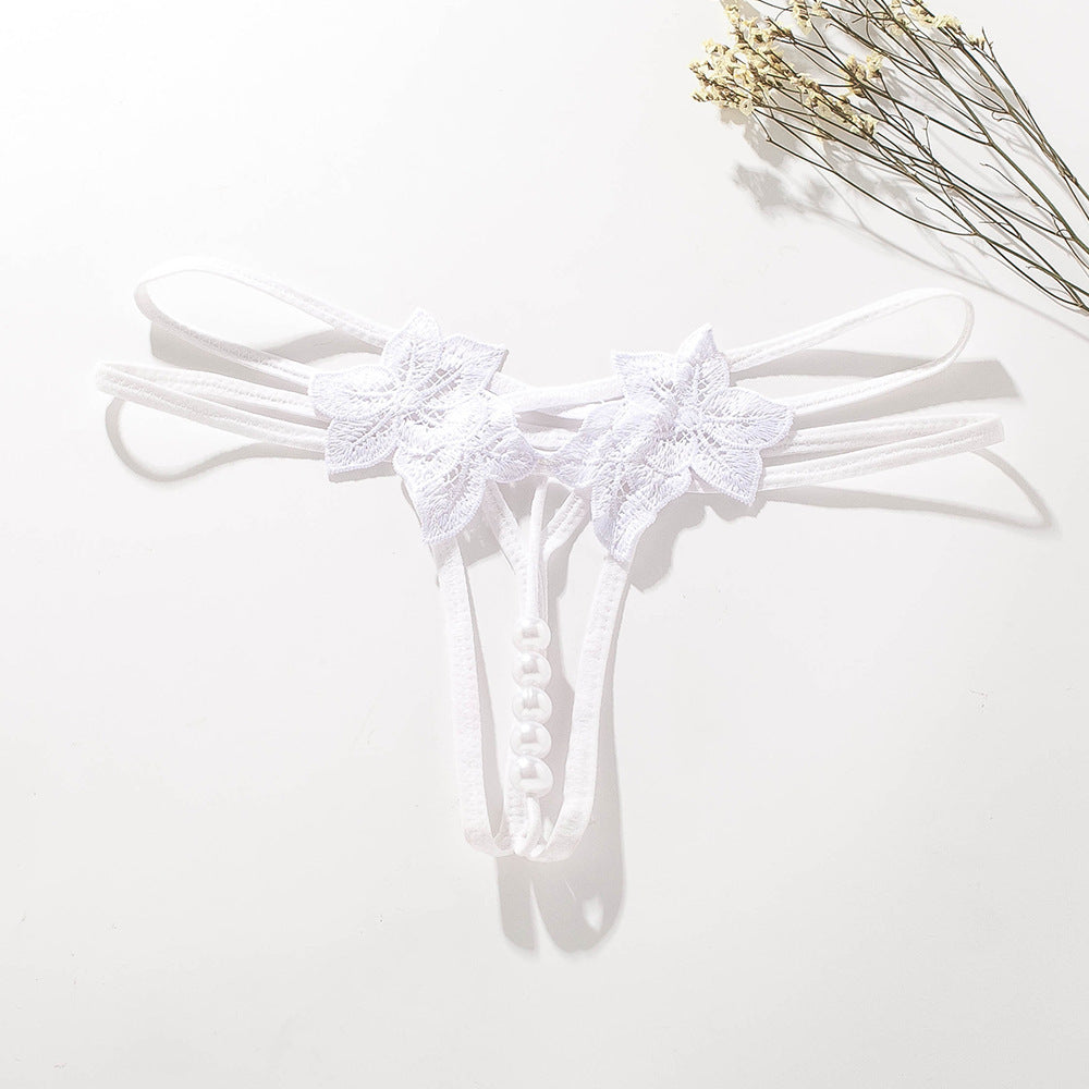 Women's Pearl Solid Color Lace Underwear