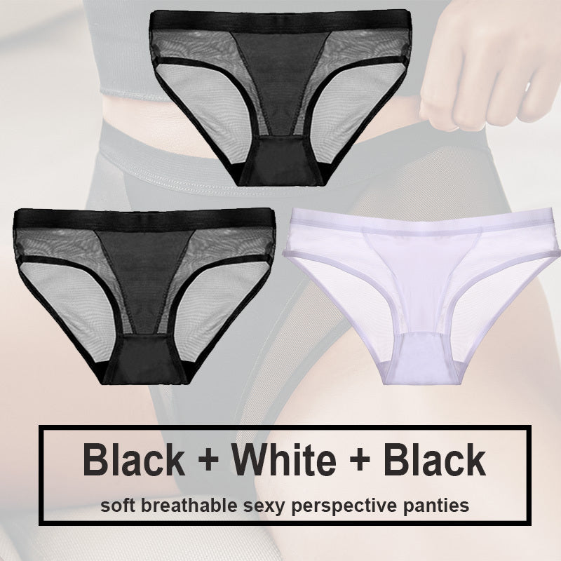 Low Waist Mesh Solid Color Briefs