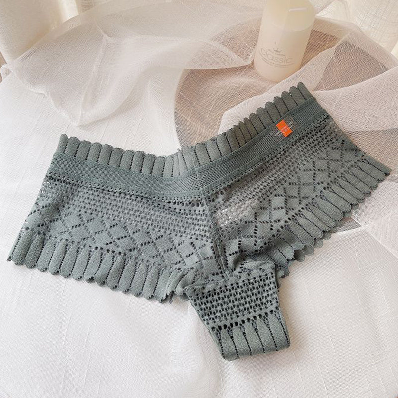 See-through Sexy Low-waist Briefs With Lace Edges