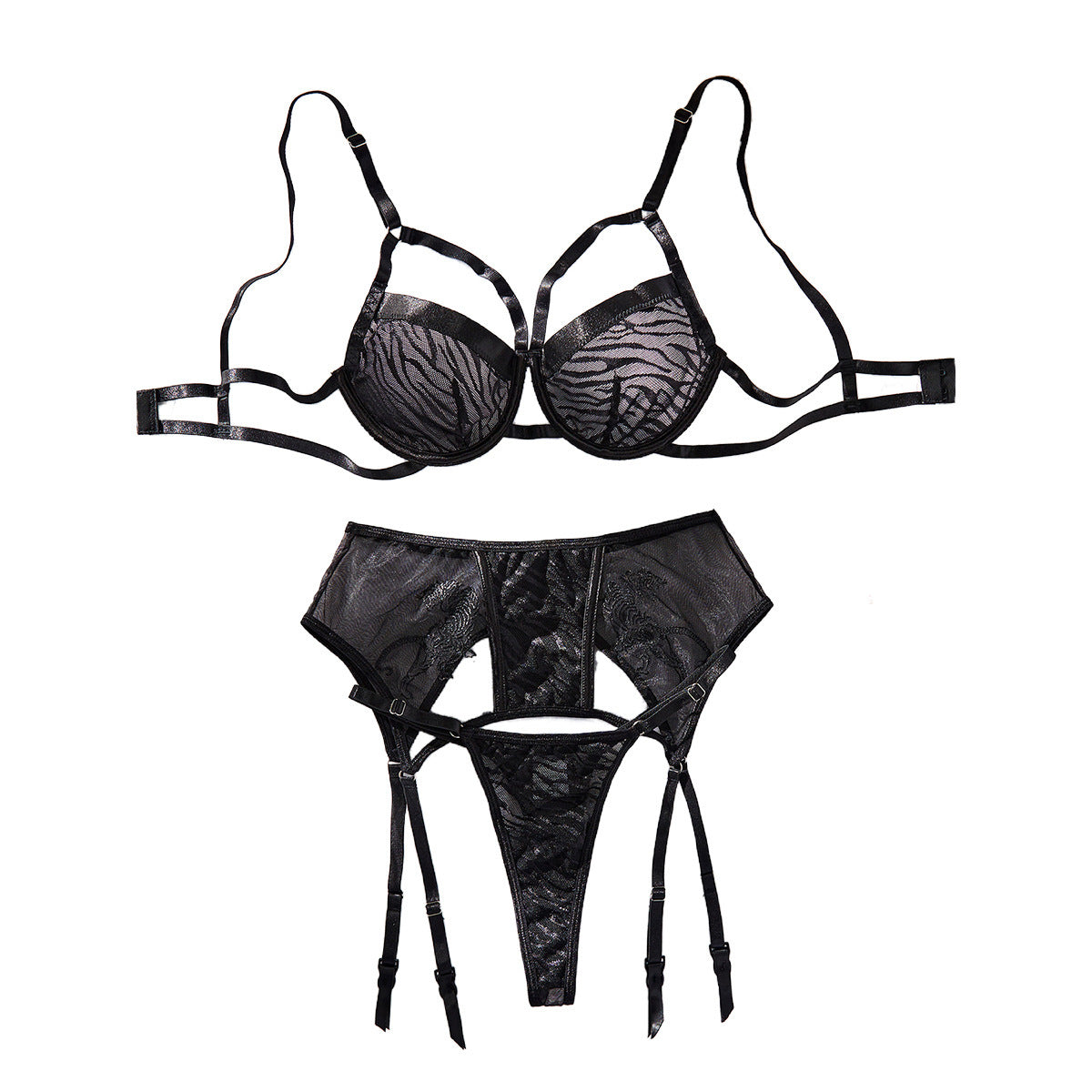 Embroidery Mesh Hollow Three-piece Set