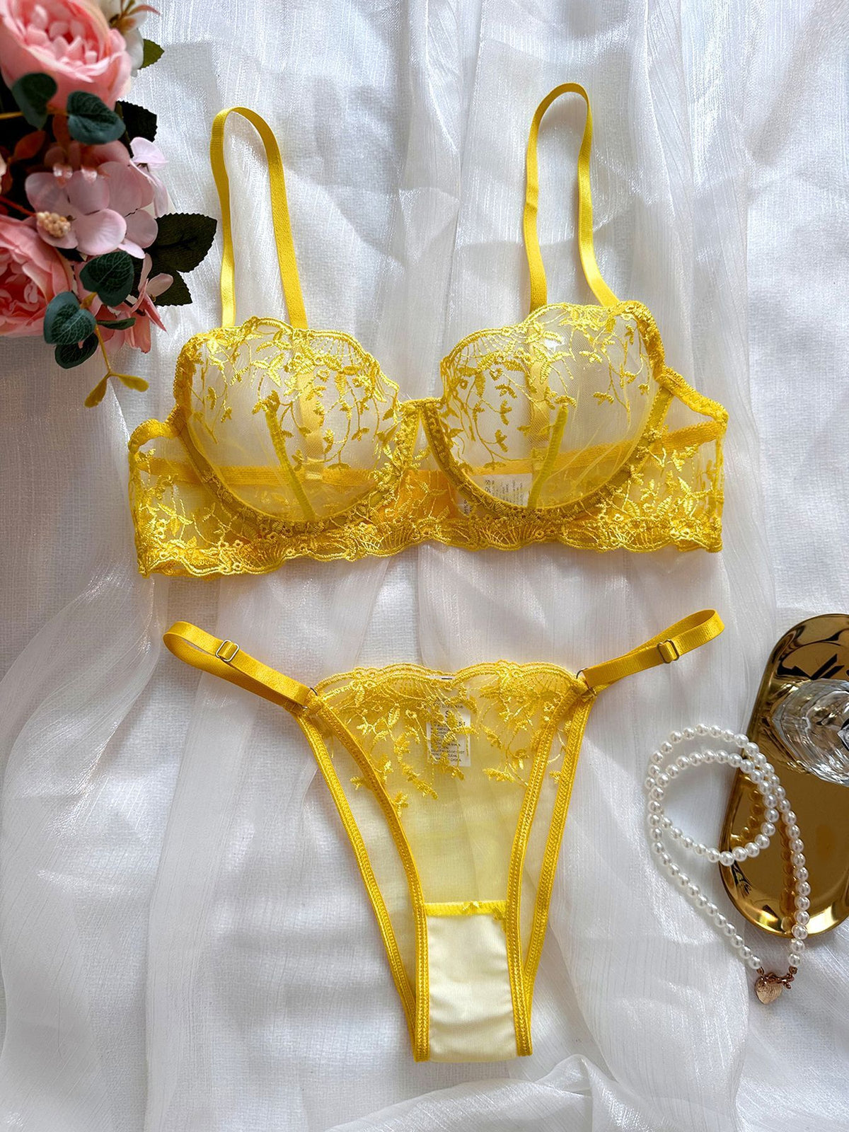 Mesh Embroidery See-through Special-interest Design
