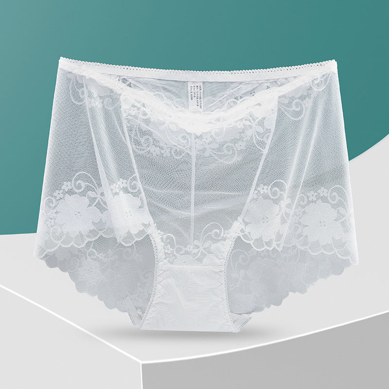 Women's Lace High Waist Hollow Out See-through Underwear