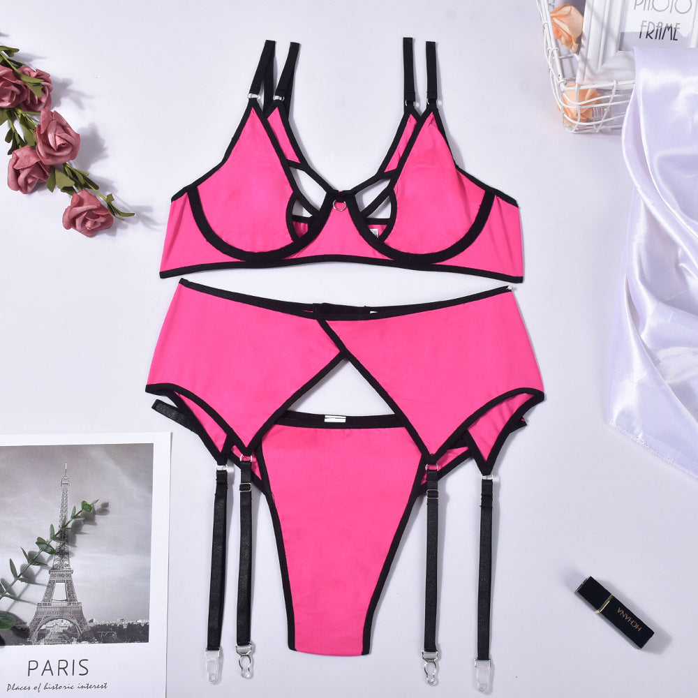 Mesh Panel Contrast Fit Underwear Three Piece Set