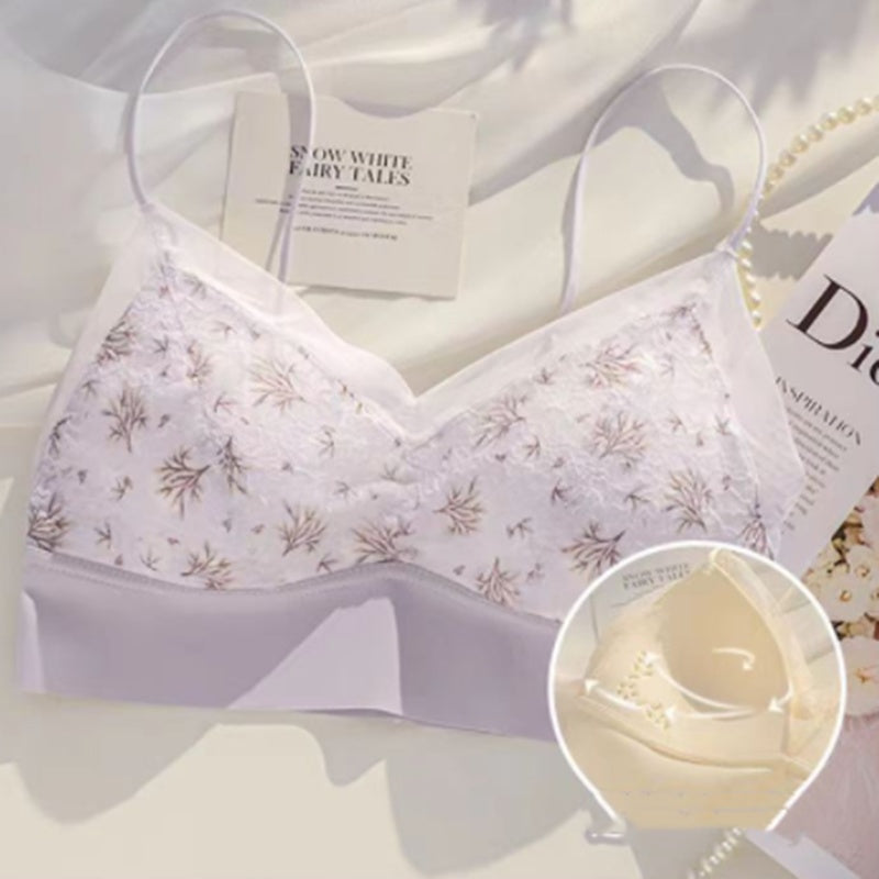 French Thin Belt Thin Underwear Women No Steel Ring Hole Cup Beautiful Back