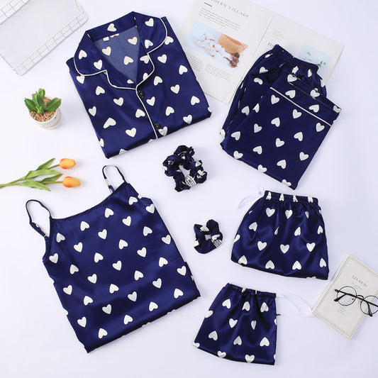Sling Shorts Spring And Autumn Long-sleeved Ice Silk Suit Women